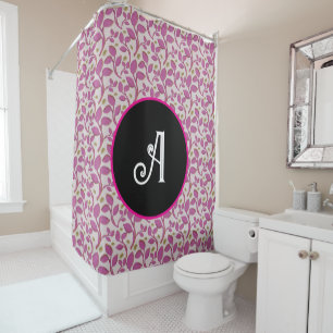 Personalised pink vine floral pattern  shower curtain