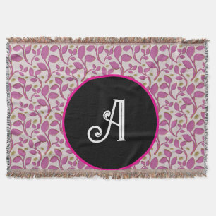 Personalised pink vine floral pattern throw blanket