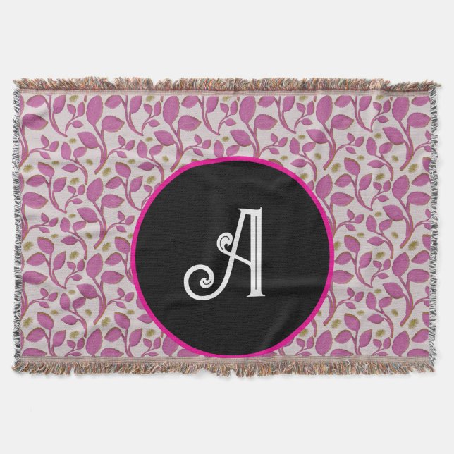 Personalised pink vine floral pattern  throw blanket (Front)