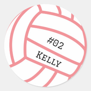 Personalised Pink Volleyball Stickers