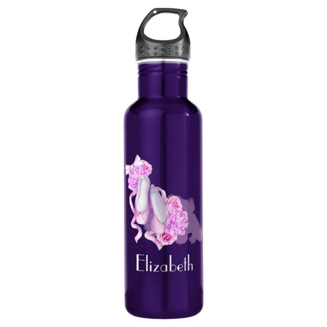 Personalised Pink Watercolor Ballet Shoes 710 Ml Water Bottle (Front)