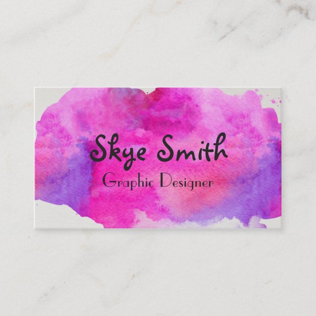 Personalised Pink Watercolor Business Card (Front)