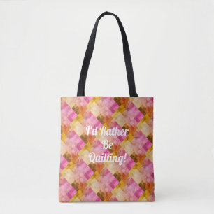 Personalised Pink Watercolor Geometric Pattern Tote Bag