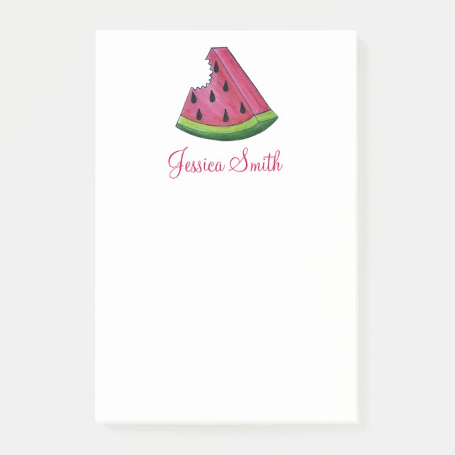 Personalised Pink Watermelon Fruit Slice Post Its Post-it Notes (Front)