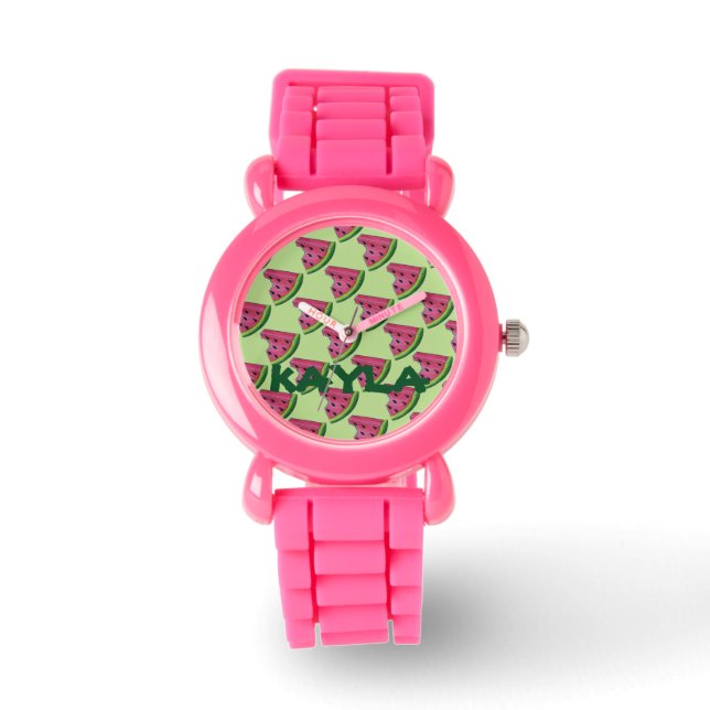 Personalised Pink Watermelon Fruit Slice Watch (Front)