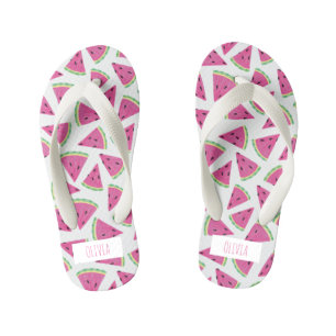 Personalised Pink Watermelon Tropical Summer Kid's Flip Flops