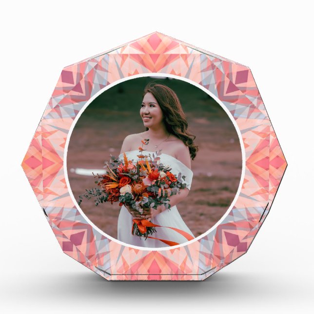 Personalised Pink Wedding Anniversary Bride Gift Photo Block (Front)