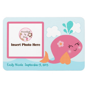 Personalised Pink Whale Photo Magnet Keepsake