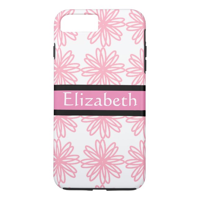 Personalised Pink White Black Floral Pattern Case-Mate iPhone Case (Back)