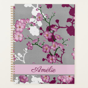 Personalised Pink White Cherry Blossoms Planner