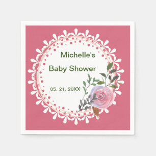 Personalised Pink & White Florals Napkin