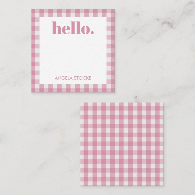 Personalised Pink White Gingham Card (Front/Back)