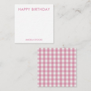 Personalised Pink White Gingham Card