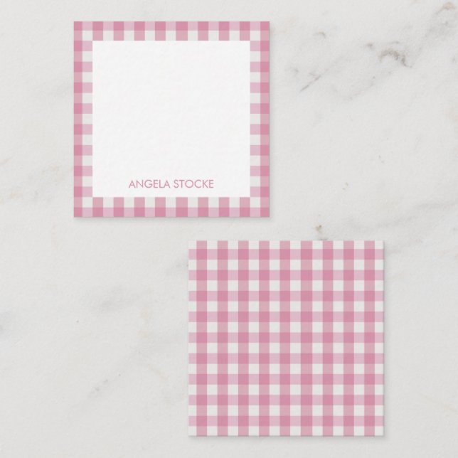 Personalised Pink White Gingham Card (Front/Back)