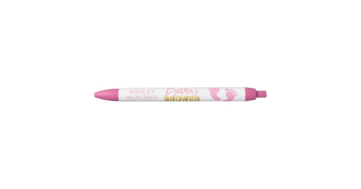 Personalised Pink White Gold Baby Shower Pens Zazzle Co Uk