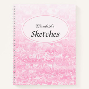 Personalised Pink White Marble Sketch Notebook