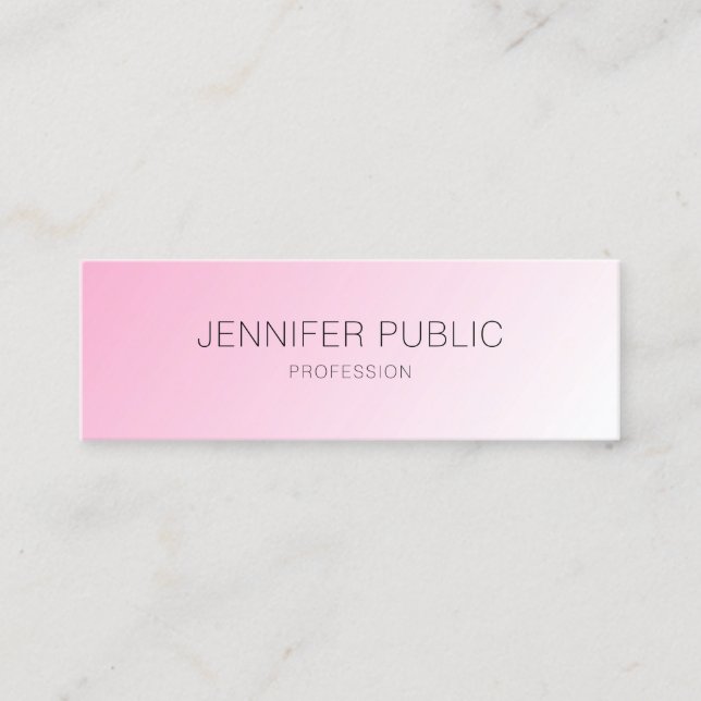 Personalised Pink White Modern Elegant Simple Mini Business Card (Front)