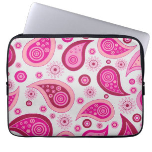 Personalised Pink & White Paisley Laptop Sleeve