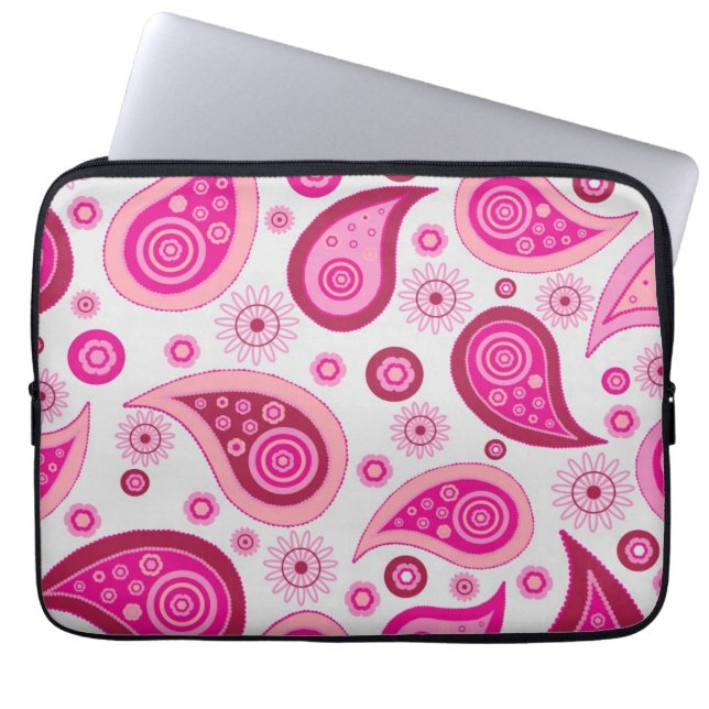Personalised Pink & White Paisley Laptop Sleeve (Front)