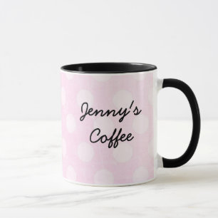 Personalised Pink White Polka Dotted Coffee Mug