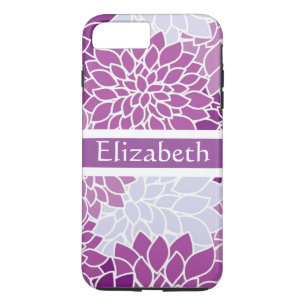 Personalised Pink White Purple Floral Pattern iPhone 8 Plus/7 Plus Case