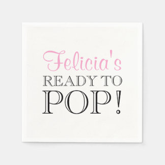 Personalised Pink White READY TO POP Baby Shower Napkin