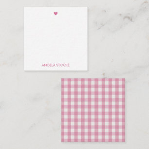 Personalised Pink White Retro Gingham Enclosure Card