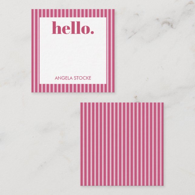 Personalised Pink White Stripe Card (Front/Back)