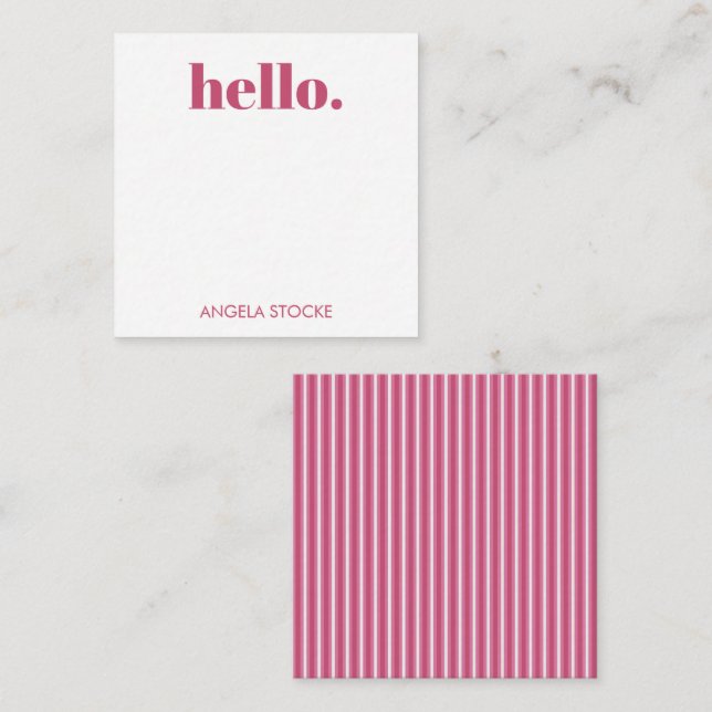 Personalised Pink White Stripe Card (Front/Back)