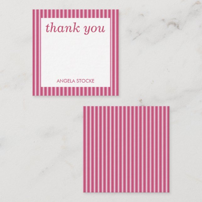 Personalised Pink White Stripe Card (Front/Back)