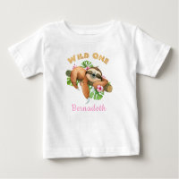 Personalised Pink WILD ONE Sloth 1st Birthday