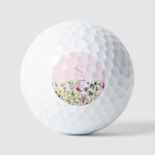 Personalised Pink Wildflower Floral Golf Balls