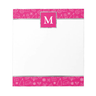 Personalised Pink with Silver Accents Christmas Notepad