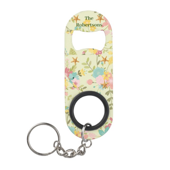 Personalised Pink Yellow Green Florals Starfish (Front)