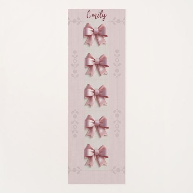 Personalised Pink Yoga Mat with Bows (Front)