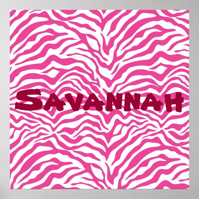 Personalised Pink Zebra Stripes Wild Animal Print (Front)
