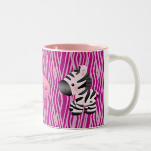 Personalised Pink Zebras & Animal Print Mug