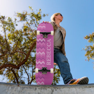 Personalised Pink Zig Zag Fun and Edgy Skateboard