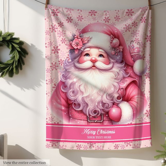Personalised Pinkmas Santa Blanket for Little Girl (Personalized Pinkmas Santa Blanket for Little Girls)