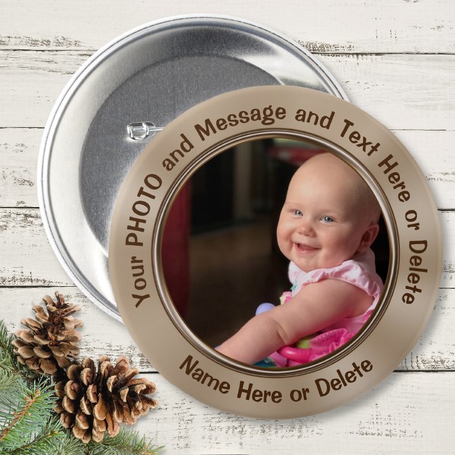Personalised Pins with Your Photo or Logo and Text (Personalized photo button pins. Sports pins, personalised button pins, party button pins, pin favors)