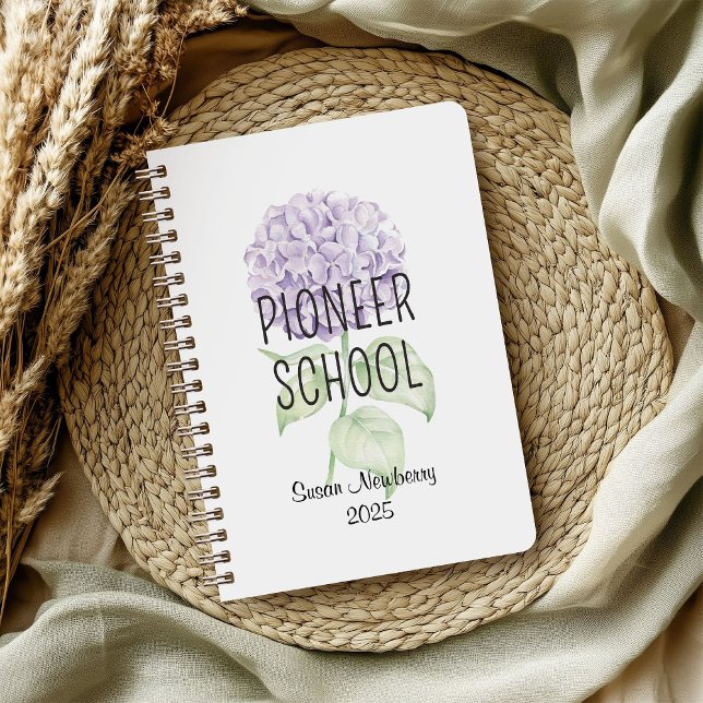 Personalised Pioneer School Notebook w Hydrangea (Creator Uploaded)