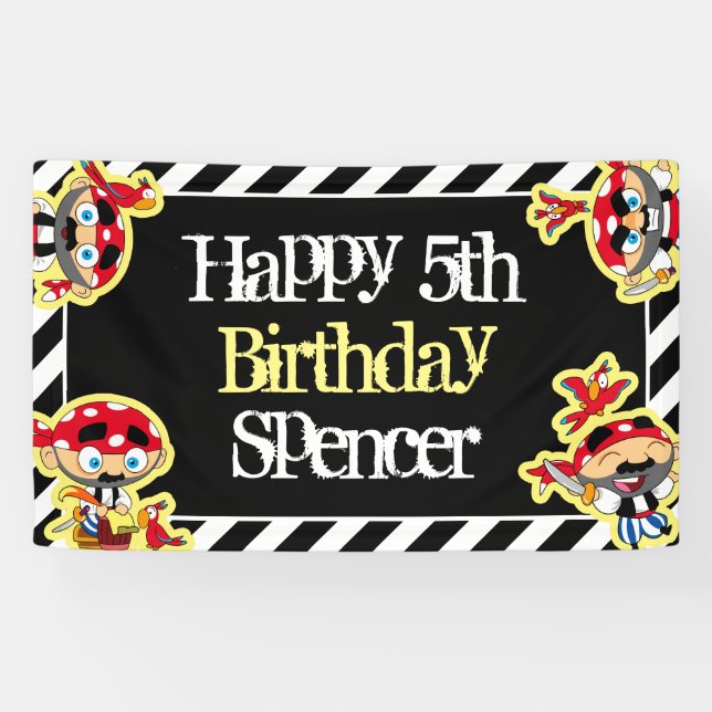 Personalised Pirate Birthday Banner (Horizontal)