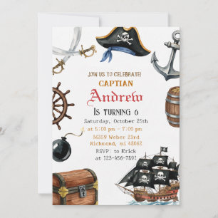 Personalised Pirate Birthday for Kids Invitation 
