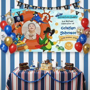 Personalised Pirate Birthday Party Banner  Photo Poster
