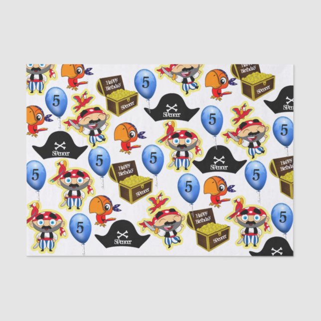 Personalised Pirate Birthday Tissue Paper (Front)