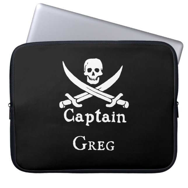 Personalised Pirate Captain Laptop Sleeve (Front)