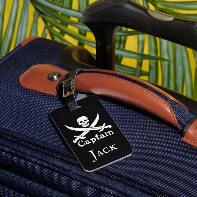Personalised Pirate Captain Luggage Tag (Front Insitu 1)