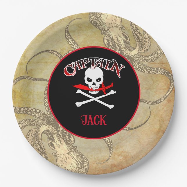 Personalised Pirate Captain  Paper Plate (Front)