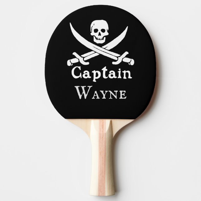 Personalised Pirate Captain Ping Pong Paddle (Front)