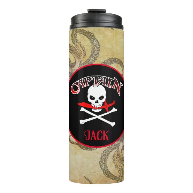 Personalised Pirate Captain Thermal Tumbler (Front)